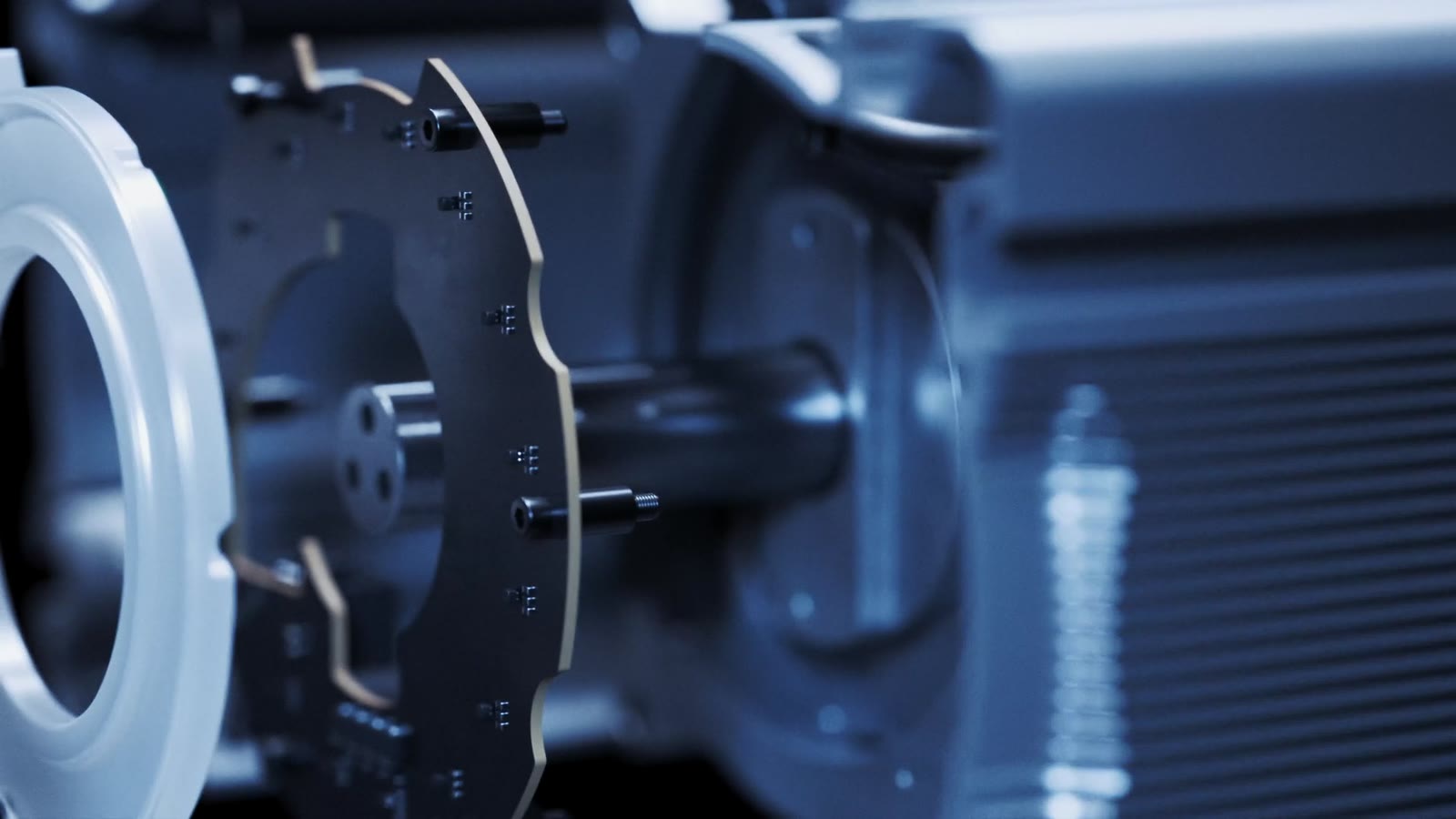 The rotor and encoder ring of a direct-drive unit, held at macro range.